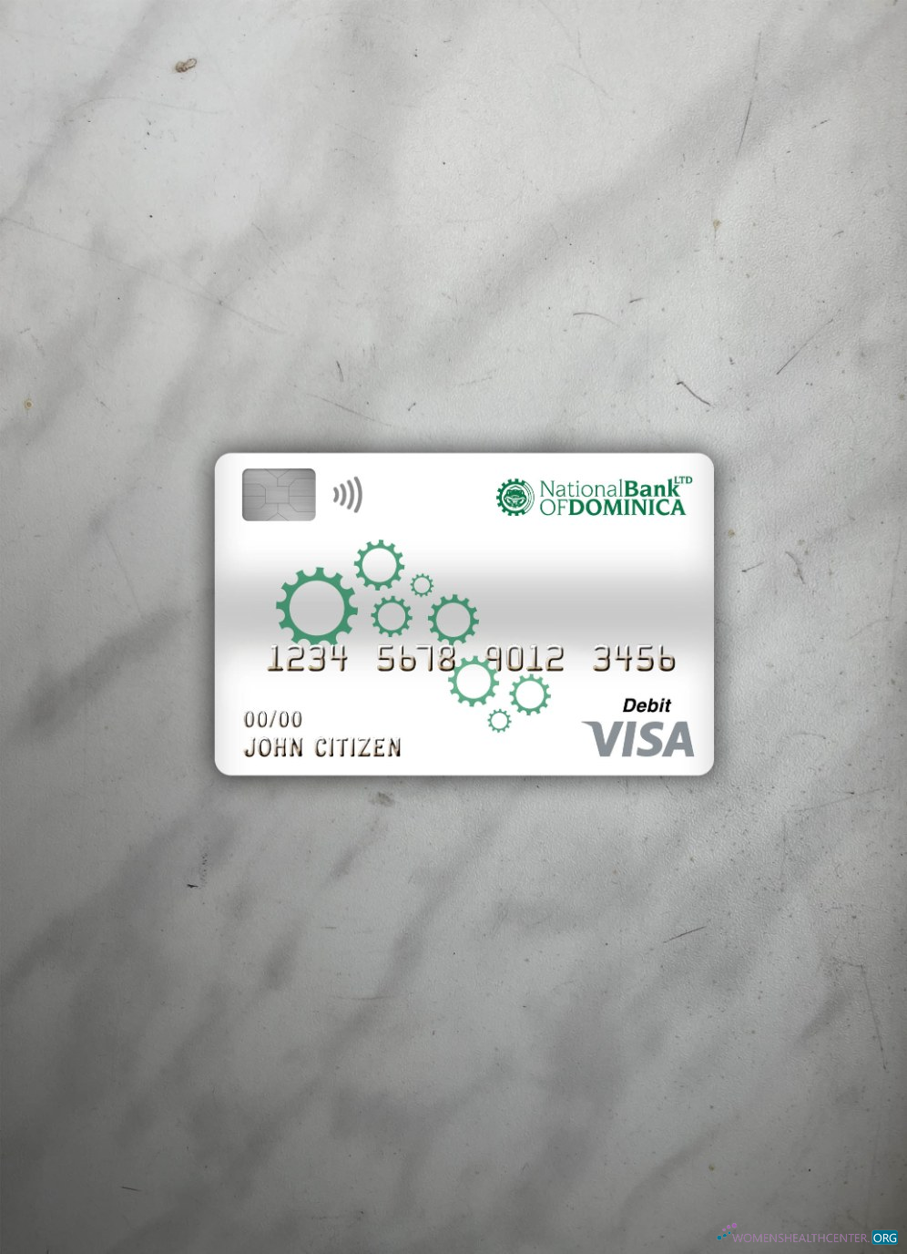 Download Dominica National bank of dominica bank visa debit card photolook front Photoshop template